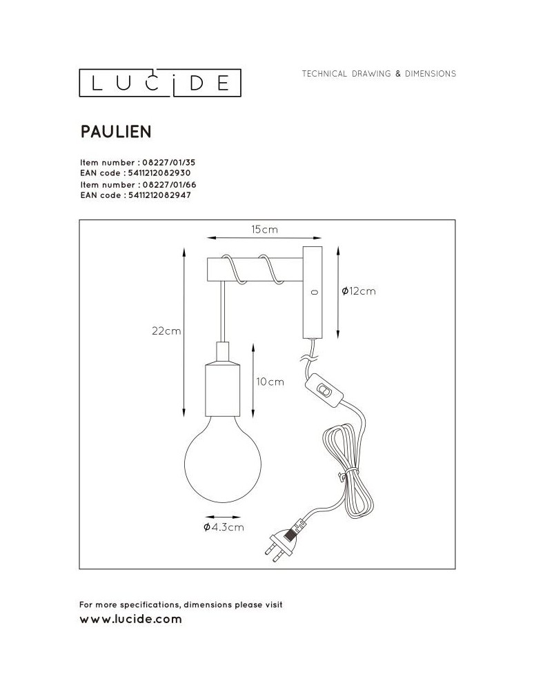 Wall lamps - Lucide PAULIEN Wall Mounted Pink 1xE27 Modern Style 08227/01/66 - product kolory-swiatla.pl 6