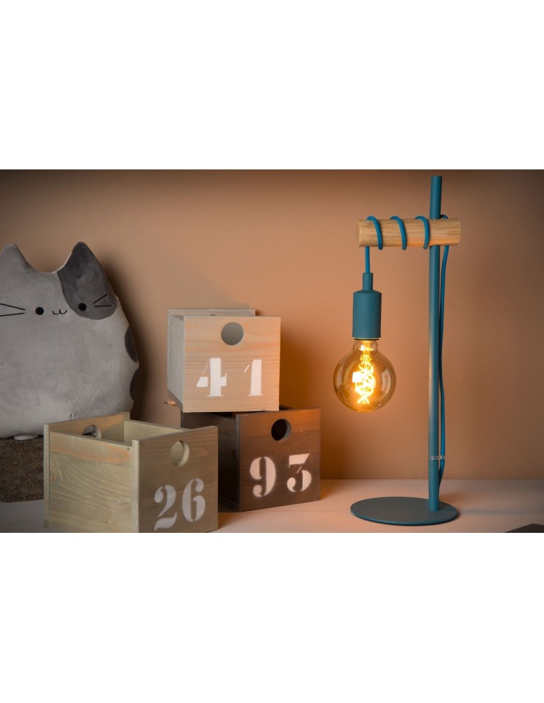 Lampy stołowe - Lucide PAULIEN Stołowa Niebieski 1xE27 Styl Nowoczesny 08527/01/35 - produkt kolory-swiatla.pl 3