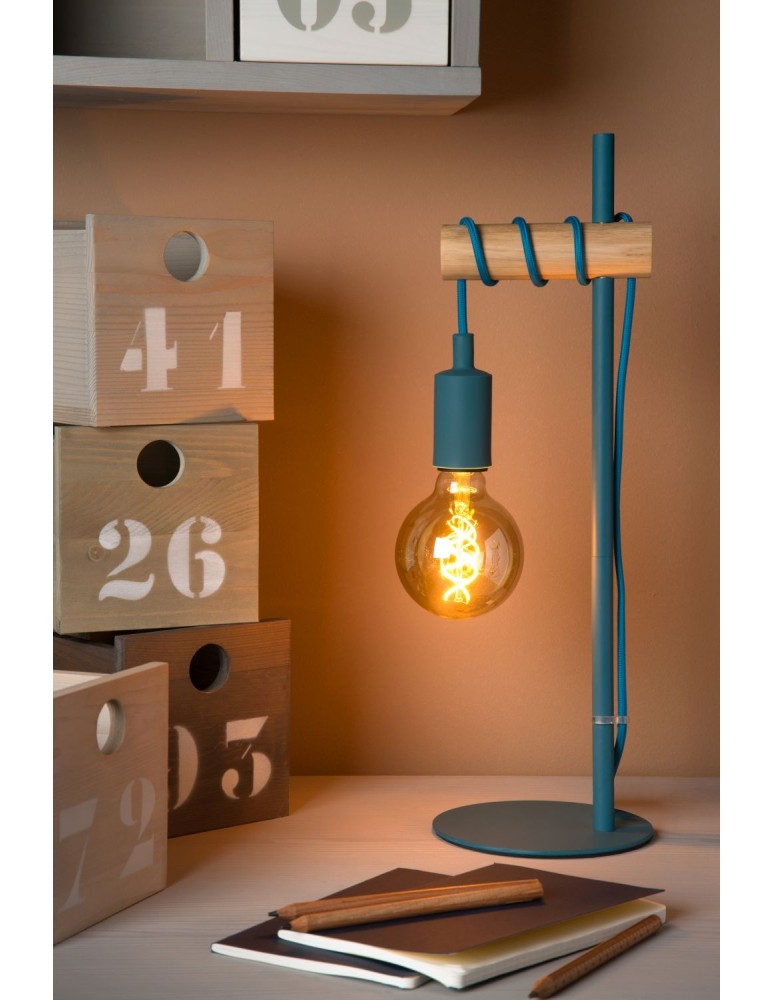 Lampy stołowe - Lucide PAULIEN Stołowa Niebieski 1xE27 Styl Nowoczesny 08527/01/35 - produkt kolory-swiatla.pl 4