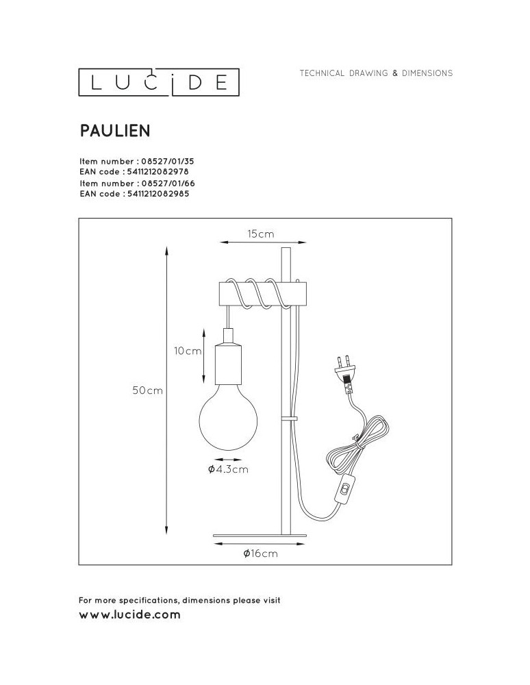 Lampy stołowe - Lucide PAULIEN Stołowa Niebieski 1xE27 Styl Nowoczesny 08527/01/35 - produkt kolory-swiatla.pl 6