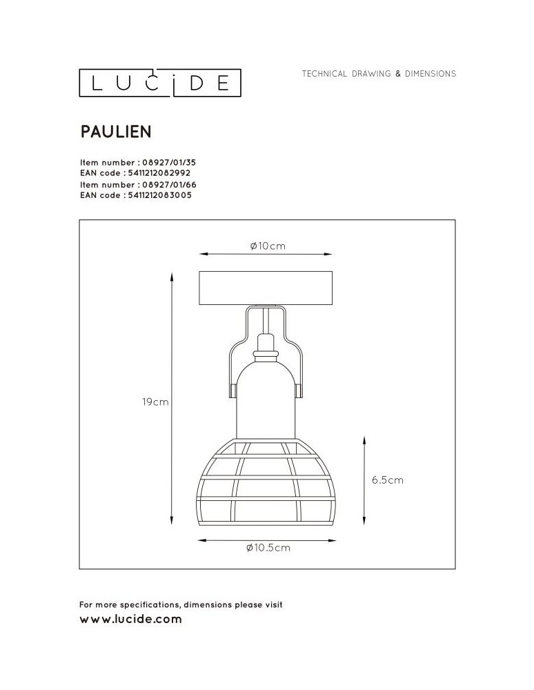 Ceiling spotlights - Lucide PAULIEN Wall Mounted Directional Blue 1xE27 Modern Style 08927/01/35 - product kolory-swiatla.pl 5