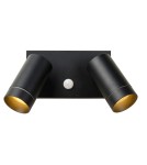 Outdoor lights with motion sensor - Lucide TAYLOR Wall Mounted Directional Black 2xGU10 IP54 Motion and Dusk Sensor 09831/02/30 - product 1