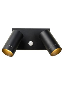 Lucide TAYLOR Wall Mounted Directional Black 2xGU10 IP54 Motion and Dusk Sensor 09831/02/30