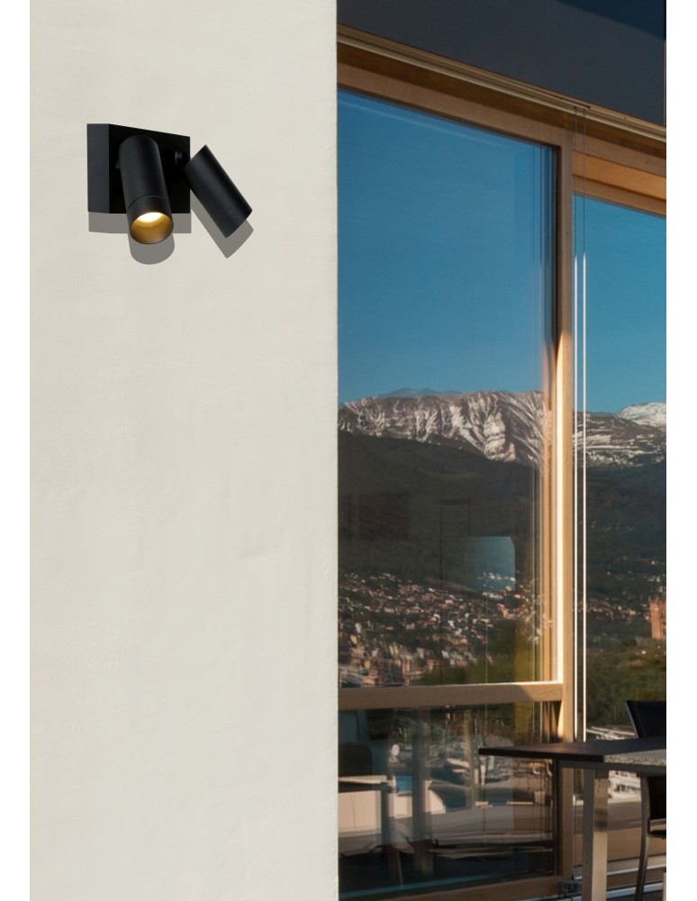Outdoor lights with motion sensor - Lucide TAYLOR Wall Mounted Directional Black 2xGU10 IP54 Motion and Dusk Sensor 09831/02/30 - product kolory-swiatla.pl 3