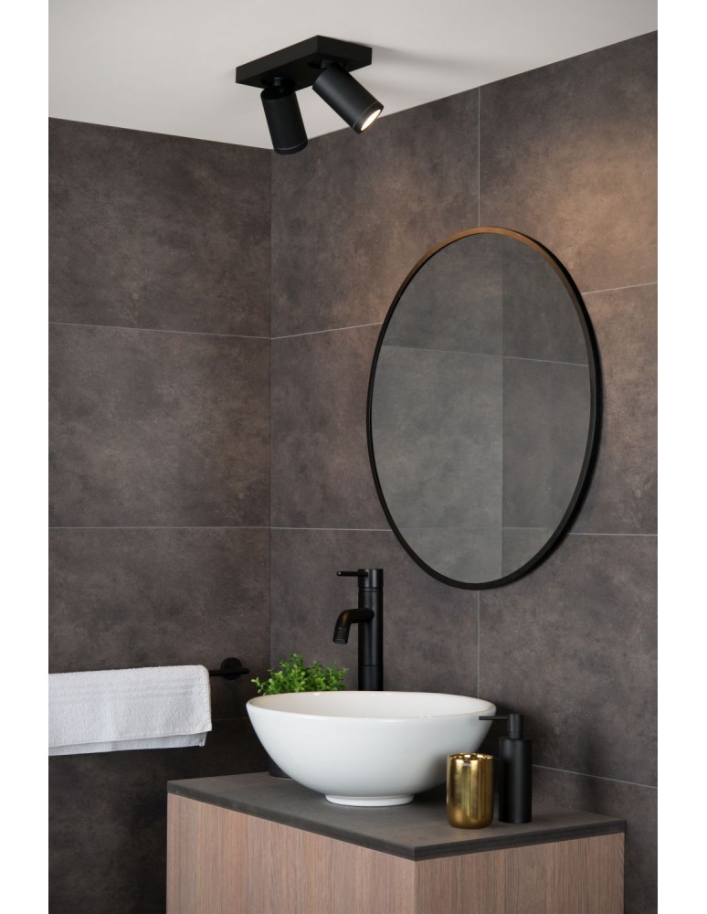 Bathroom ceiling lamps - Lucide TAYLOR Ceiling Spotlight Black 2xGU10 IP44 09930/10/30 - product kolory-swiatla.pl 3