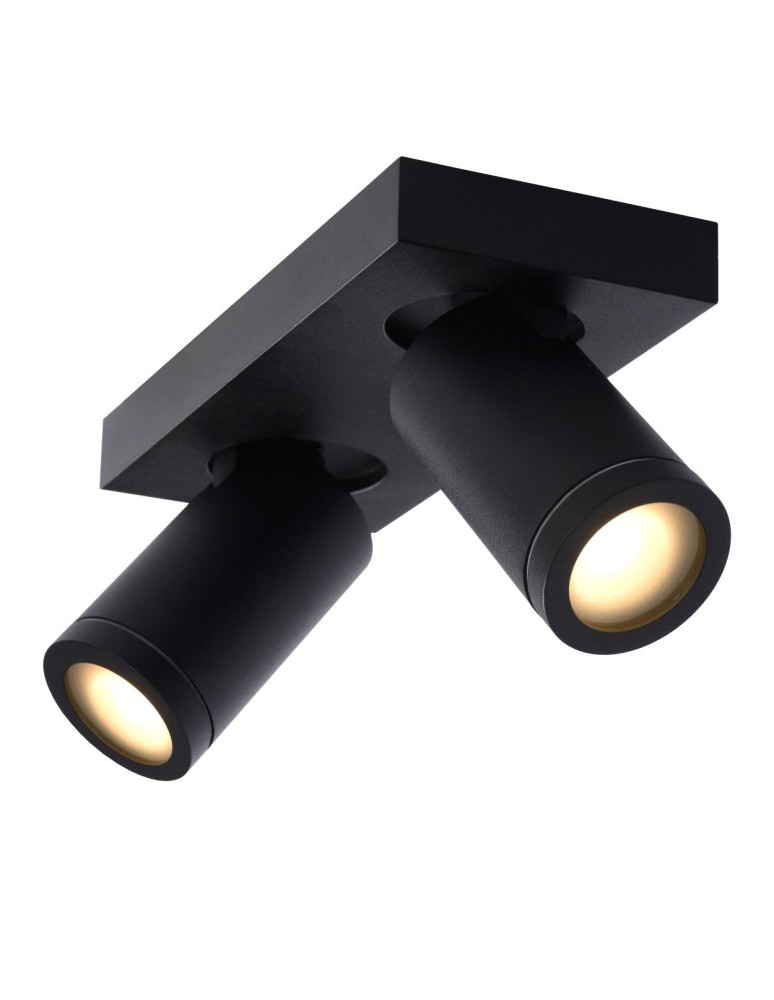 Bathroom ceiling lamps - Lucide TAYLOR Ceiling Spotlight Black 2xGU10 IP44 09930/10/30 - product kolory-swiatla.pl 6