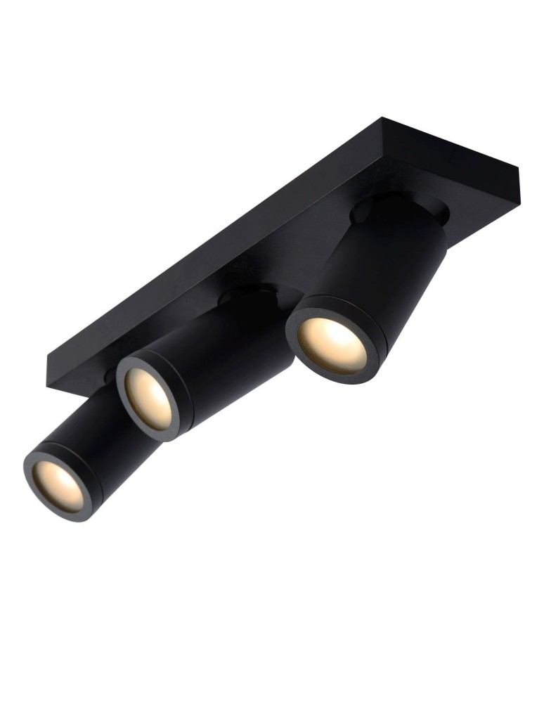 Bathroom ceiling lamps - Lucide TAYLOR Ceiling Spotlight Black 3xGU10 IP44 09930/15/30 - product kolory-swiatla.pl 6
