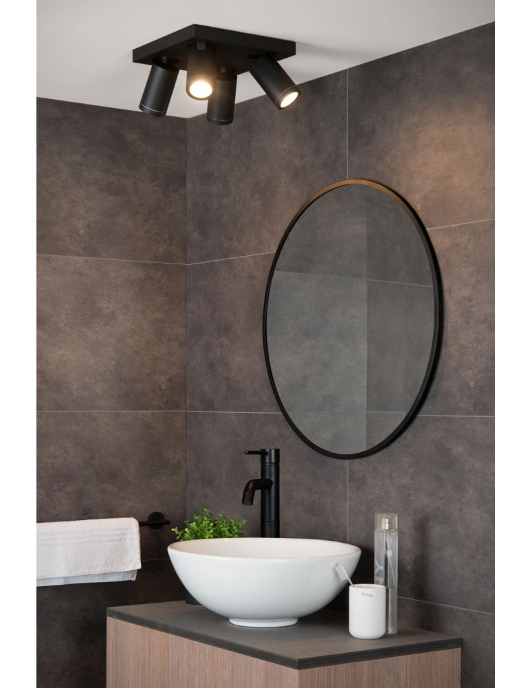 Bathroom ceiling lamps - Lucide TAYLOR Ceiling Spotlight Black 4xGU10 IP44 09930/20/30 - product kolory-swiatla.pl 3