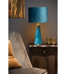 Designer table lamps - Lucide EXTRAVAGANZA VELVET Table Turquoise 1xE27 Retro Style 10501/81/37 - product 4