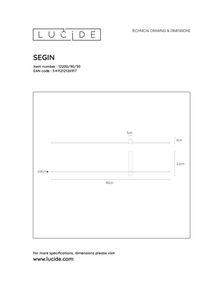 Minimalist wall lamps - Lucide SEGIN Wall Mounted Black 1xLED Modern Style 12200/90/30 - product kolory-swiatla.pl 8