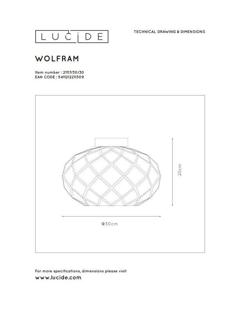 Lucide WOLFRAM Sufitowa Natynkowa Czarny 1xE27 Styl Nowoczesny 21117/30/30