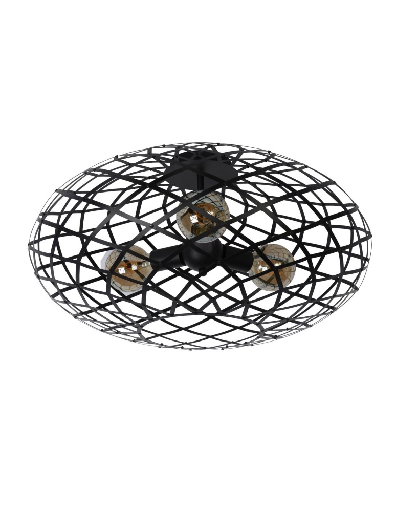 Ceiling lamps - Lucide WOLFRAM Surface Mounted Ceiling Black 3xE27 Modern Style 21117/65/30 - product kolory-swiatla.pl 2