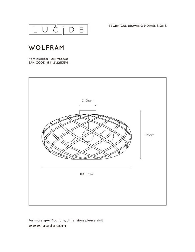 Lampy sufitowe - Lucide WOLFRAM Sufitowa Natynkowa Czarny 3xE27 Styl Nowoczesny 21117/65/30 - produkt kolory-swiatla.pl 5