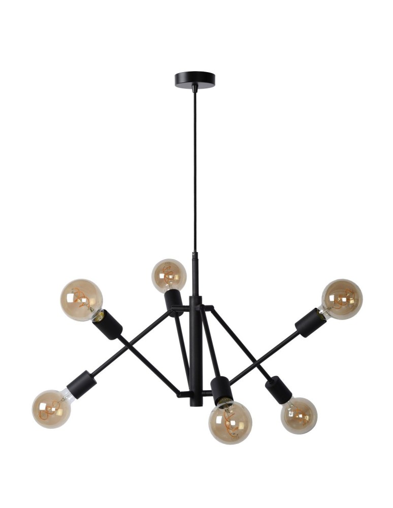 Lampy wiszące - Lucide LESTER Wisząca Czarny 6xE27 Styl Nowoczesny 21424/06/30 - produkt kolory-swiatla.pl 2