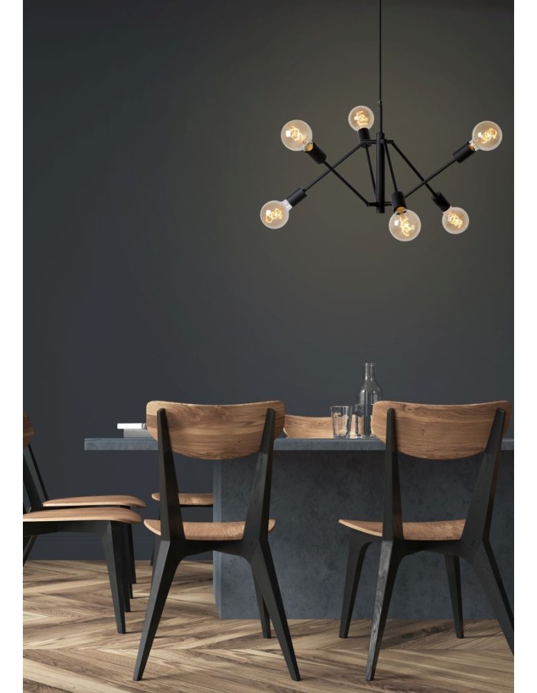 Lampy wiszące - Lucide LESTER Wisząca Czarny 6xE27 Styl Nowoczesny 21424/06/30 - produkt kolory-swiatla.pl 3