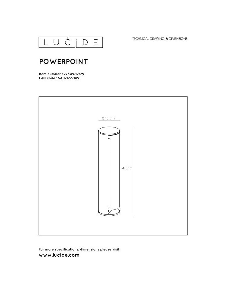 Standing garden lamps - Lucide POWERPOINT Garden Pole with Power Supply Anthracite 0x Modern Style IP44 27849/12/29 - product kolory-swiatla.pl 12