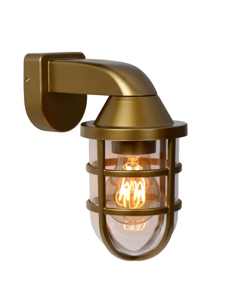 Outdoor wall lamps - Lucide LEWIS Wall Mounted Gold Matte/Brass 1xE27 Modern Style IP44 29899/01/02 - product kolory-swiatla.pl 1
