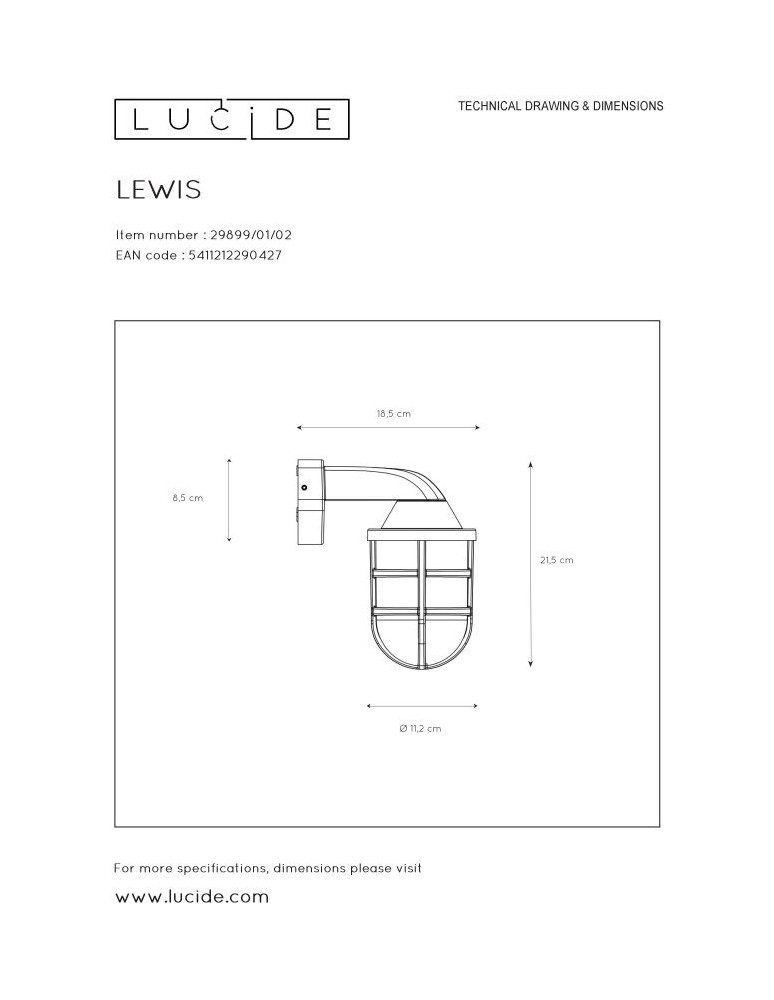 Outdoor wall lamps - Lucide LEWIS Wall Mounted Gold Matte/Brass 1xE27 Modern Style IP44 29899/01/02 - product kolory-swiatla.pl 6