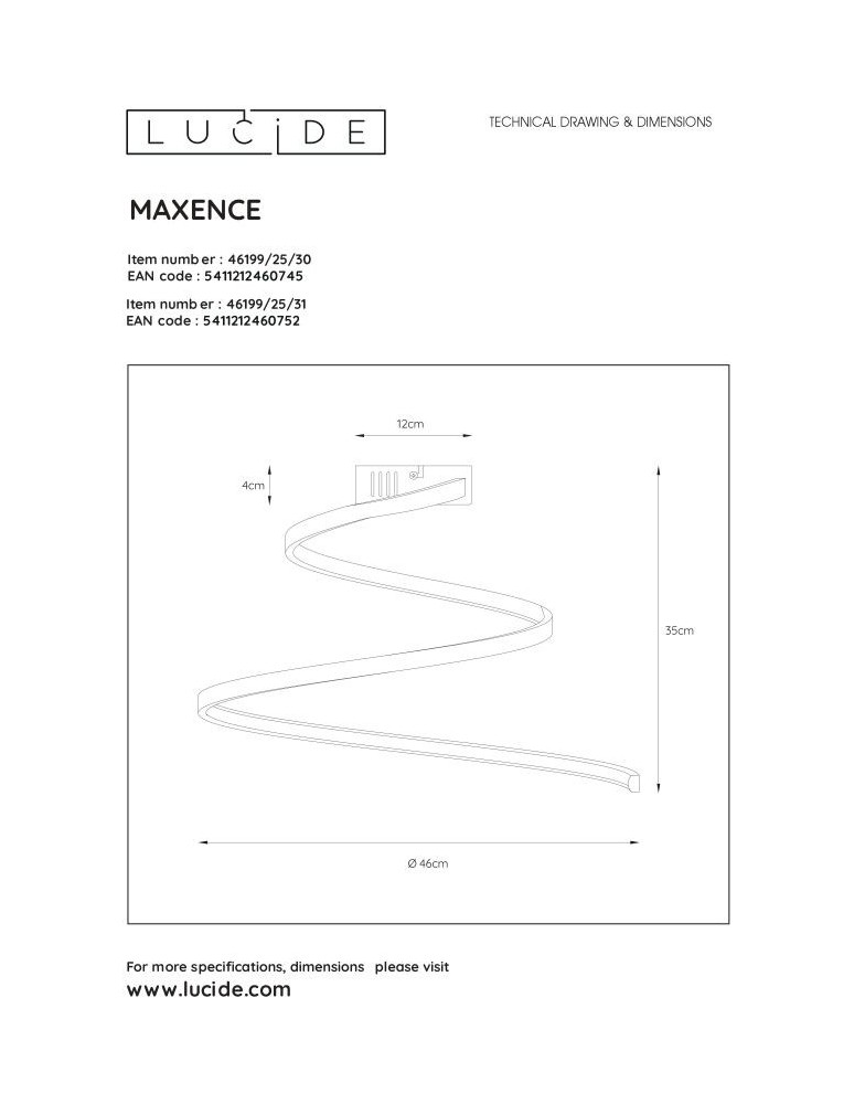 Ceiling lamps - Lucide MAXENCE Surface Mounted Ceiling White 1xLED Modern Style 46199/25/31 - product kolory-swiatla.pl 6