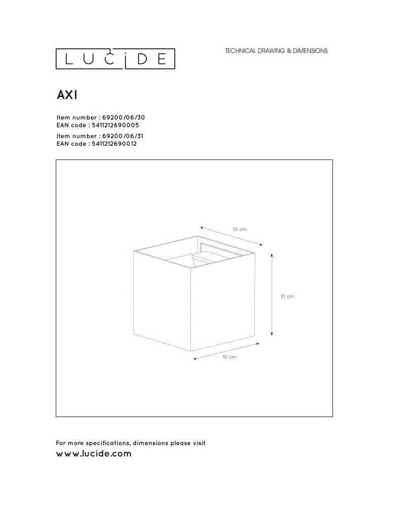 Wall lamps - Lucide AXI Wall-mounted Directional White 1xLED Modern Style IP54 69200/06/31 - product kolory-swiatla.pl 5