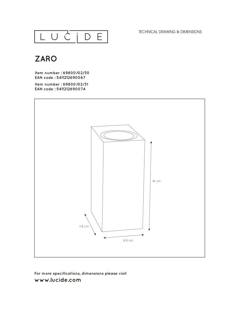 Outdoor wall lamps - Lucide ZARO Wall Mounted Directional Black 2xGU10 Modern Style IP44 69800/02/30 - product kolory-swiatla.pl 4