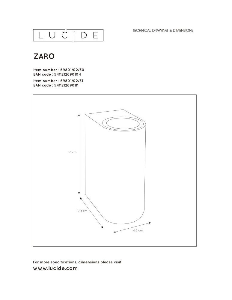 Outdoor wall lamps - Lucide ZARO Wall Mounted Directional Black 2xGU10 Modern Style IP44 69801/02/30 - product kolory-swiatla.pl 4