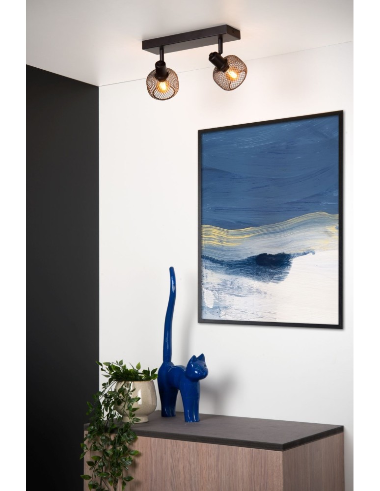 Spotlight ceiling lamps - Lucide MAREN Ceiling Spotlight Black 2xE14 Retro Style 77978/02/30 - product kolory-swiatla.pl 3