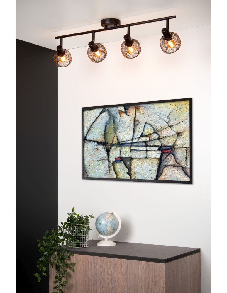 Spotlight ceiling lamps - Lucide MAREN Ceiling Spotlight Black 4xE14 Retro Style 77978/04/30 - product kolory-swiatla.pl 3