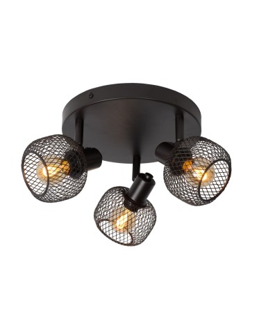 Lucide MAREN Ceiling Spotlight Black 3xE14 Retro Style 77978/13/30