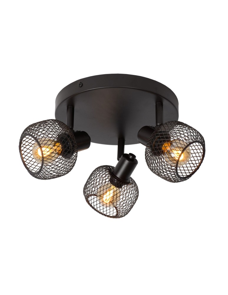 Spotlight ceiling lamps - Lucide MAREN Ceiling Spotlight Black 3xE14 Retro Style 77978/13/30 - product kolory-swiatla.pl 1