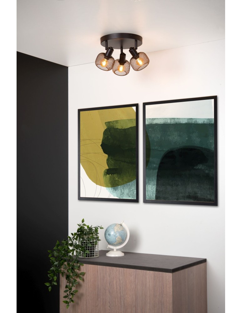 Spotlight ceiling lamps - Lucide MAREN Ceiling Spotlight Black 3xE14 Retro Style 77978/13/30 - product kolory-swiatla.pl 3
