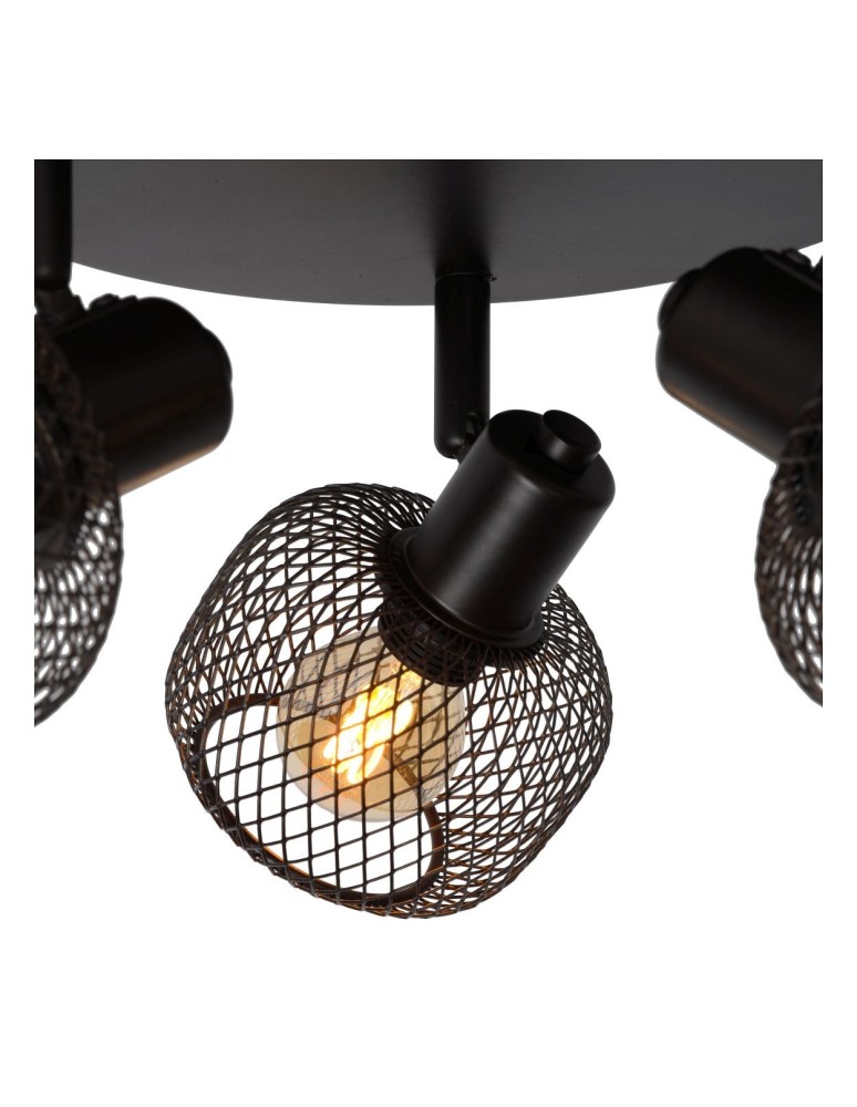 Spotlight ceiling lamps - Lucide MAREN Ceiling Spotlight Black 3xE14 Retro Style 77978/13/30 - product kolory-swiatla.pl 4
