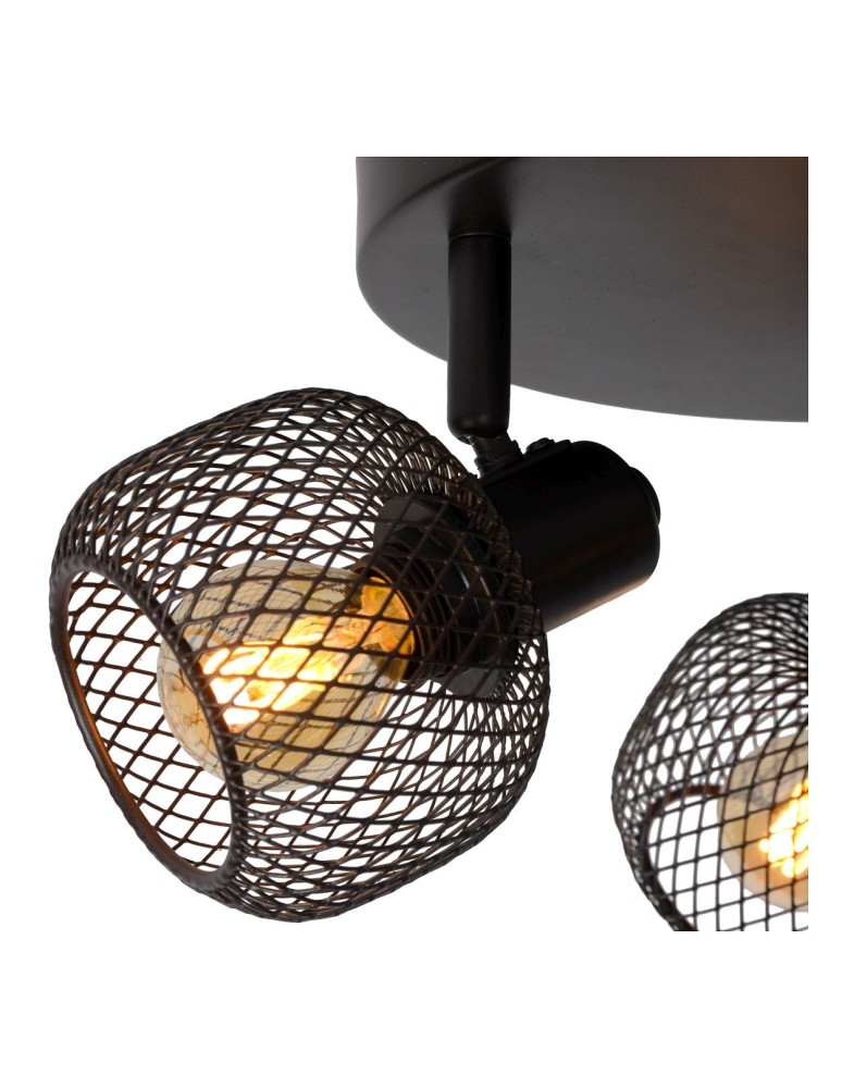Spotlight ceiling lamps - Lucide MAREN Ceiling Spotlight Black 3xE14 Retro Style 77978/13/30 - product kolory-swiatla.pl 5