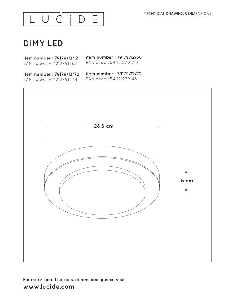 Ceiling lamps - Lucide DIMY Surface Mounted Ceiling Black 1xLED Modern Style IP21 79179/12/30 - product kolory-swiatla.pl 9