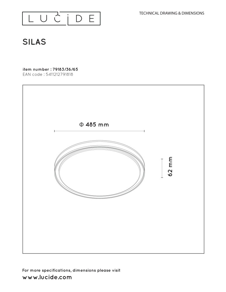 Ceiling lamps - Lucide SILAS Surface Mounted Ceiling Black 1xLED Modern Style 79183/36/65 - product kolory-swiatla.pl 8