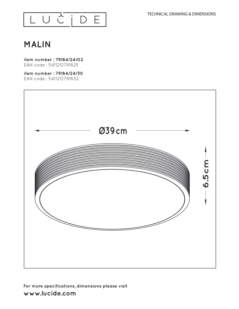 Ceiling lamps - Lucide MALIN Surface Mounted Ceiling Black 1xLED Modern Style 79184/24/30 - product kolory-swiatla.pl 8
