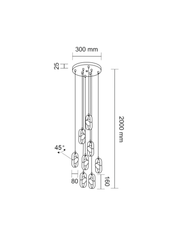 Shilo FUROKU 8xLED 600lm CRI90 black pendant 7952 - product 2