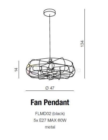 Azzardo FAN PENDANT 5xE27 Pendant Black AZ2532 - product 2