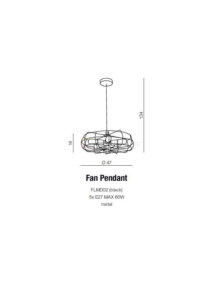 Pendant lamps - Azzardo FAN PENDANT 5xE27 Pendant Black AZ2532 - product kolory-swiatla.pl 2