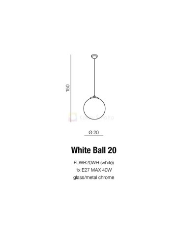 Azzardo WHITE BALL 20 1xE27 Pendant White AZ1325 - product 2