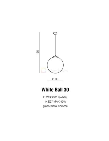 Azzardo WHITE BALL 30 1xE27 Pendant White AZ2516 - product 2