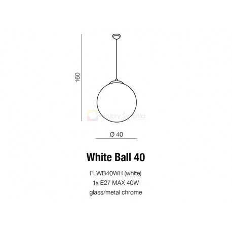 Azzardo WHITE BALL 40 1xE27 Wisząca Biały AZ1328