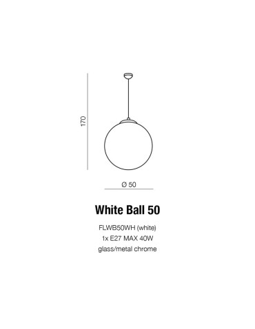 Azzardo WHITE BALL 50 1xE27 Pendant White AZ1329 - product 2
