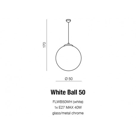 Azzardo WHITE BALL 50 1xE27 Wisząca Biały AZ1329