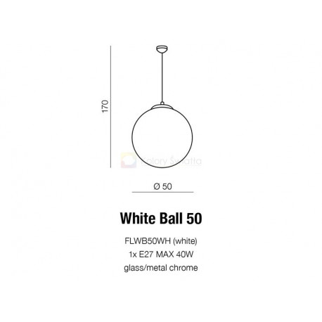 Azzardo WHITE BALL 50 1xE27 Pendant White AZ1329