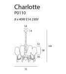 Chandelier with lampshade - Maxlight Charlotte Pendant Lamp 75 cm P0110 - product 6