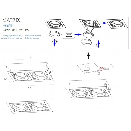 MAXlight MATRIX II H0049 Halogen luminaire.