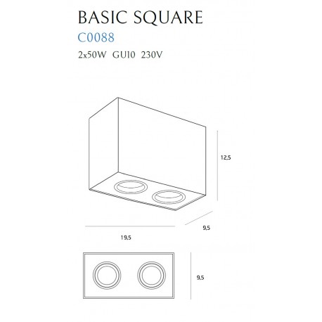 MAXlight BASIC SQUARE II WH C0088 Surface mounted luminaire.