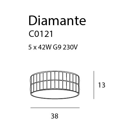 MAXlight Diamante Plafon 38cm C0121