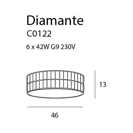 MAXlight Diamante Plafon 46cm C0122